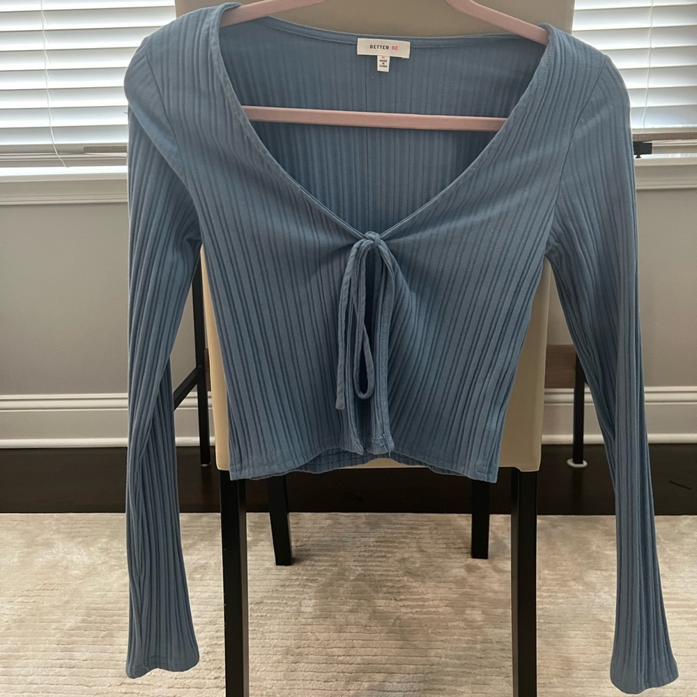 Light blue tight front top